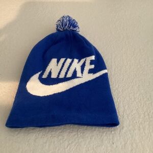 Nike Logo Knit Beanie, Color Blue, White